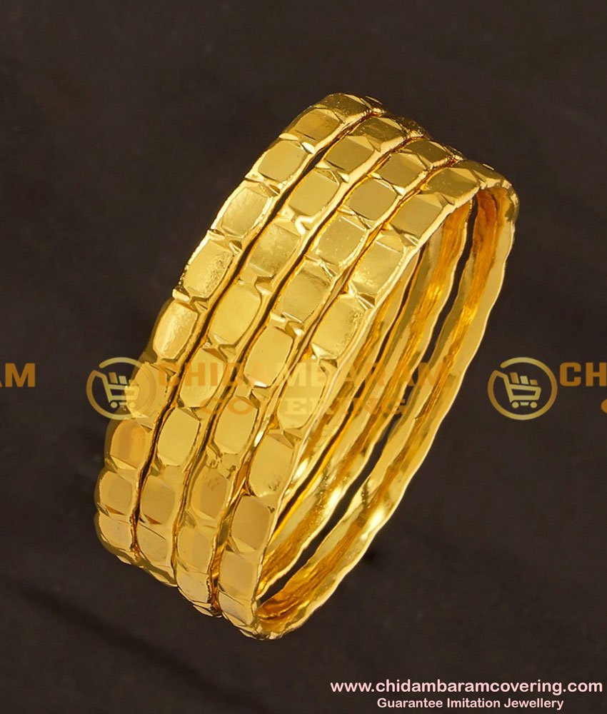 KBL018 - 2.2 Size One Gram Gold Daily Wear Thick Bangles Set Of 4 Pieces Online