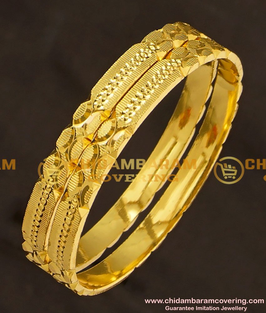 KBL020 - 1.14 Size Shining Cut Flat Bangles Gold Plated Kids Bangle Collections Online