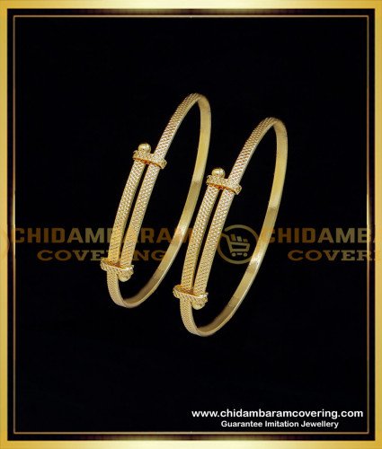KBL065 - 1.08 to 1.14 Size Gold Design Adjustable Baby Bangles Type Bracelet Set