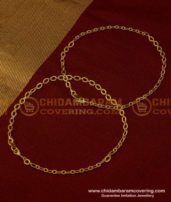 ANK061 - 10.5 Inch Beautiful Light Weight Designer Payal Link Chain Anklet One Gram Gold Jewelry 