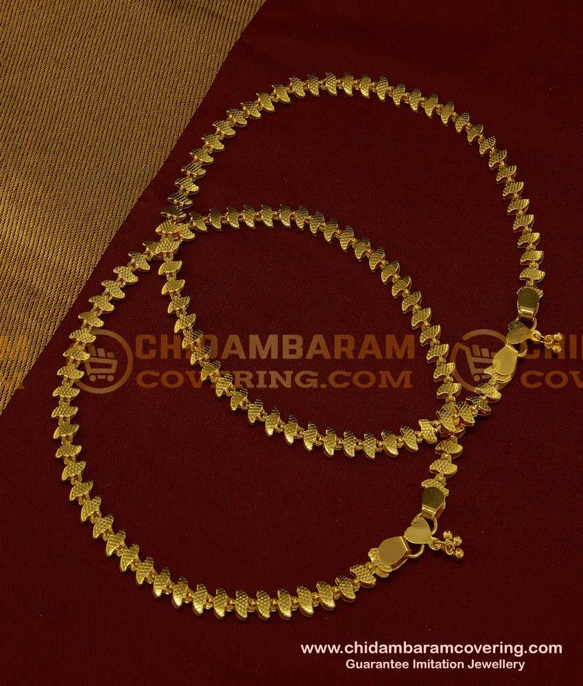 anklet design in gold, gold anklet designs in dubai, 1 gram gold plated jewellery,  latest kolusu designs, anklet designs, Latest Anklet Design, Padasaram design