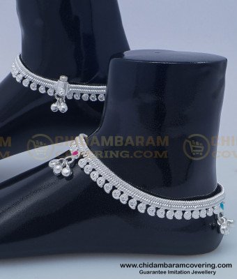 ANK085 - 10 Inches First Quality Mango Design Silver Anklet Velli Kolusu Collections for Daily Use 