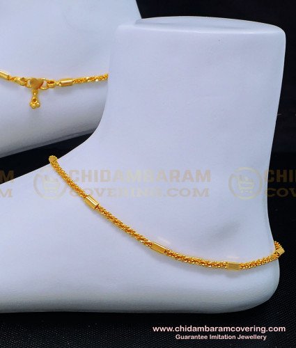 ANK093 - 10 Inch One Gram Gold Light Weight Simple Daily Wear Designer Chain Anklet Online