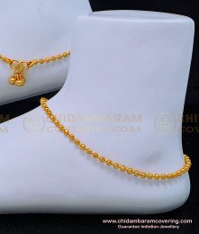ANK094 - 11 Inch Gold Plated Ball Chain Golden Beads Anklet Gold Covering Payal Online 