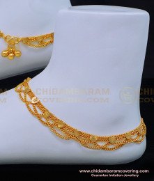 ANK096 - 10.5 Inch Bridal Wear Grand Look Double Chain with Heart Model Gold Covering Anklet Online