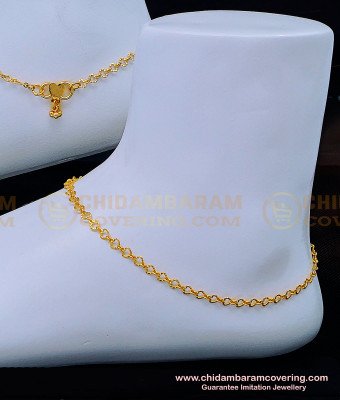 ANK100 - 11 Inches Modern Simple Light Weight Anklet 1 Gram Gold Payal for Girls