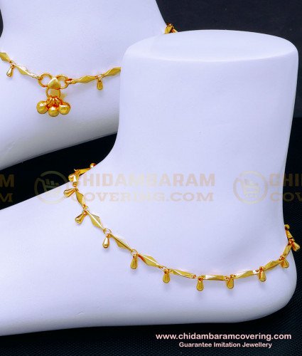 ANK111 - 9.5 Inch Modern Simple One Gram Gold Plated Anklets Design