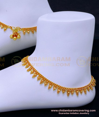 ANK114 - 11 Inch 1 Gram Gold Plated Daily Use Gold Anklet Designs for Ladies