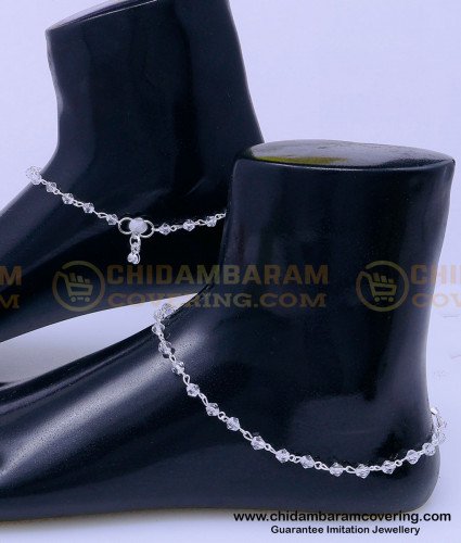 ANK120 - 10.5 Inch Simple Modern Silver White Crystal Anklets Designs