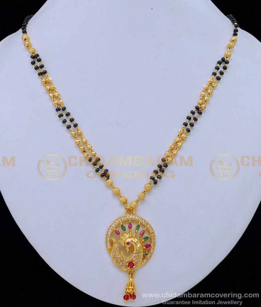 Buy Beautiful Peacock Design Pendant with Short Mangalsutra One ...