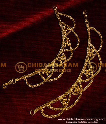 MAT04 - Hook Type Traditional Side Mattal Chain with trendy bead Design South Indian Imitation Jewelry Online