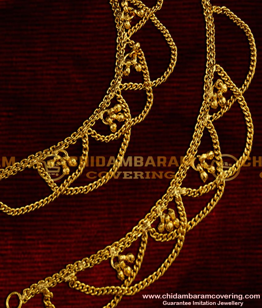 MAT04 - Hook Type Traditional Side Mattal Chain with trendy bead Design South Indian Imitation Jewelry Online