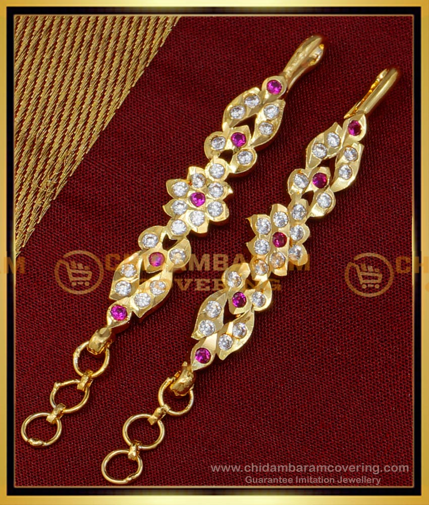  matilu design, one gram gold jewellery, champaswarlu, ear chain, Straight Mattal, impon jewellery, Straight Mattal
