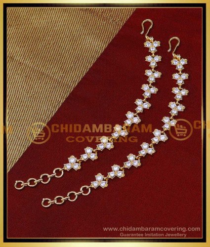 MAT220 - Five Metal Impon White Stone Side Mattal for Earrings