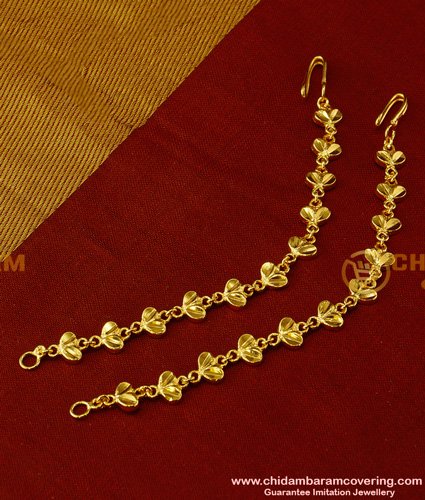MAT38 - Beautiful Leaf Design Hook Type Side Ear Chain Buy Indian Jewellery Online