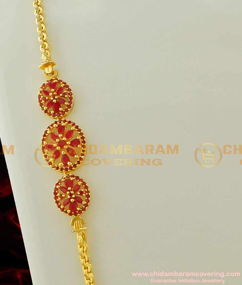 MCHN141 - 30 Inches Wedding Collections Beautiful Ruby Stone Designer Mugappu Chain Best Price Online