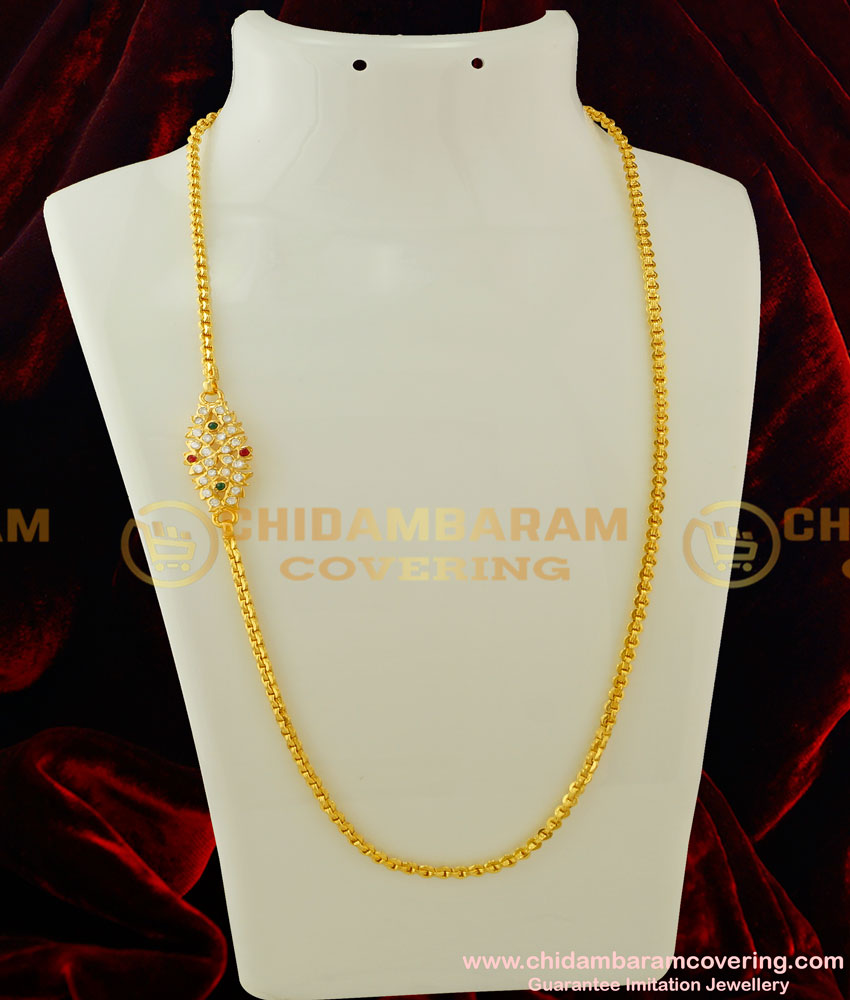 MCHN142 - 30 Inches Trendy Impon Multi Stone Mugappu With Long Chain Design Buy Online Shopping