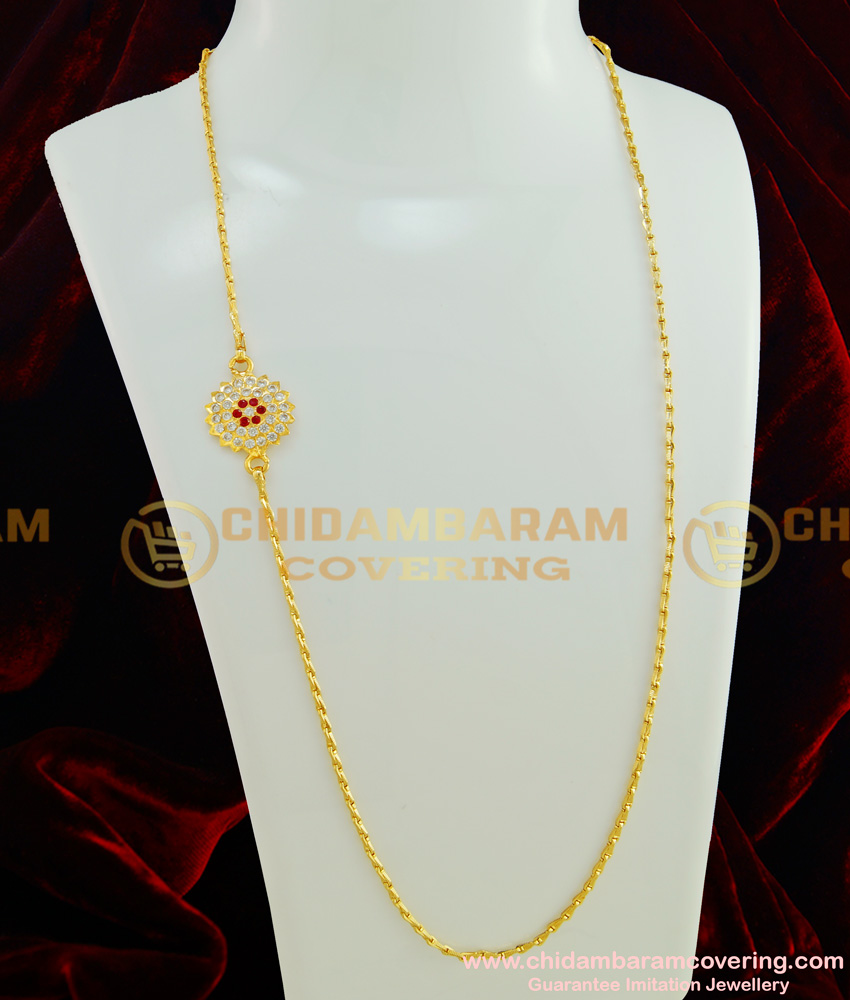 MCHN161 - New Model Mugappu Thali Chain Five Metal Round Gold Mugappu Side Pendant Design