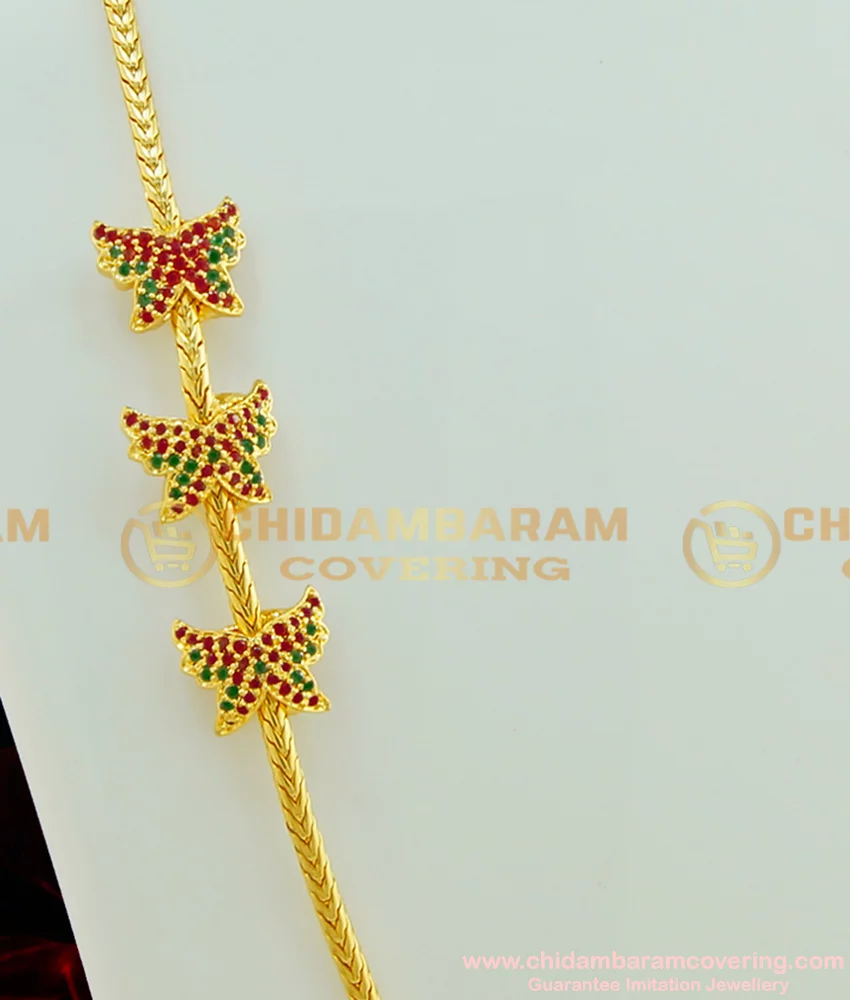 Buy New Fashion Ruby Emerald Stone Butterfly Design Mugappu Thali ...