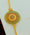 MCHN242 - Elegant Ruby Emerald Stone Round Mugappu Thali Chain Designs Gold Covering Mugappu for Women