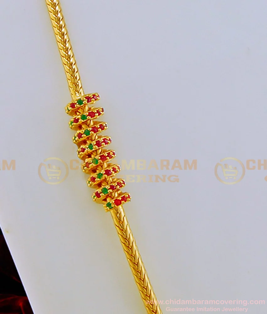 Buy Elegant Ruby Emerald Stone Spiral Design Mugappu Thali Kodi ...