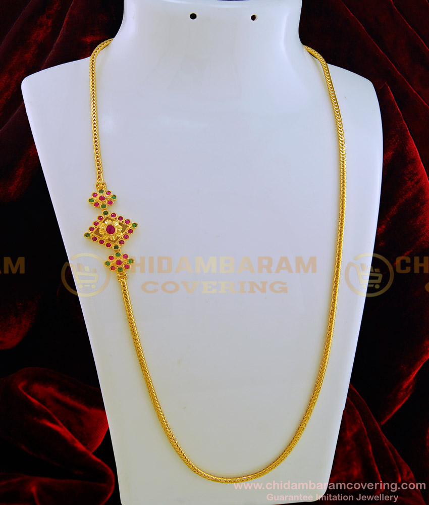 MCHN273 - Beautiful Daily Use Kemp Stone Mopu Thali Chain Designs for Women