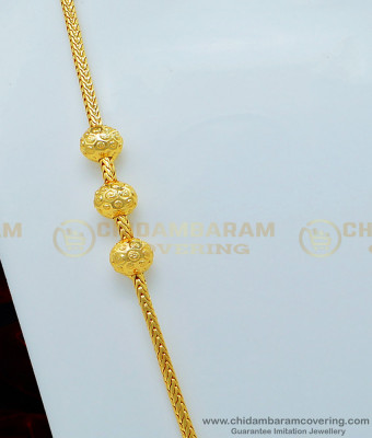 MCHN334 - One Gram Gold Jewelry Daily Wear Golden Plain Balls Mugappu Design Online