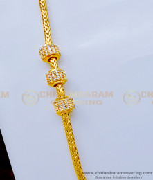 MCHN359 - Trendy Gold Plated American Diamond White Stone Thali Moppu Chain 
