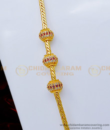 MCHN383 - Gold Design White and Ruby Stone Balls Mugappu Thali Kodi Chain for Women