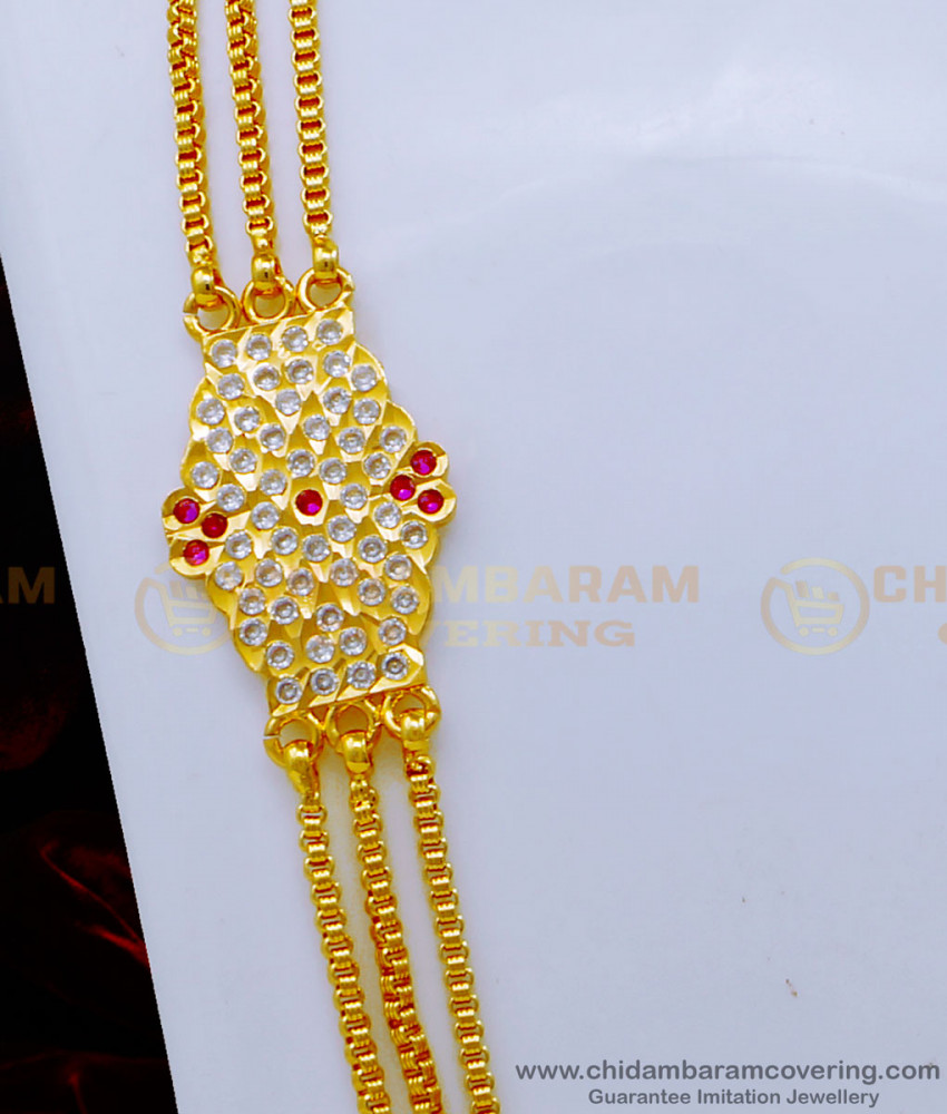 1 Gram Gold Plated Impon Mugappu Chain Designs for Women