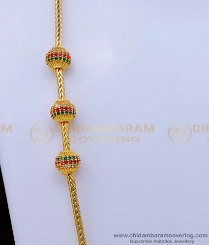 MCHN468 - First Quality Gold Plated Guarantee Mugappu Chain Designs