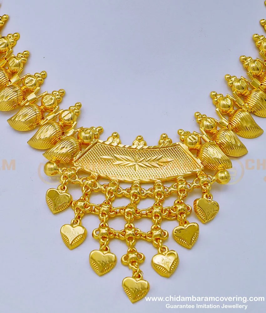 Light Weight Kerala Jewelry Mullai Poo One Gram Gold Necklace Collections  NCKN1700