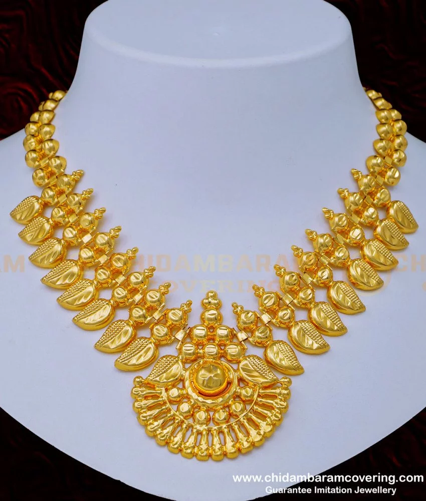 DREAMJWELL - Gold tone white stone mango designer necklace dj-34265 –  dreamjwell