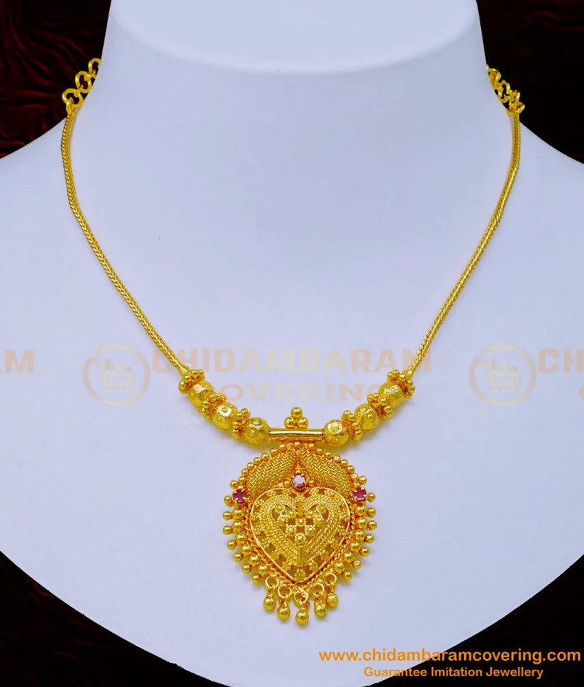 Buy Elegant Simple Gold Necklace Design Ruby Stone Gold Covering ...