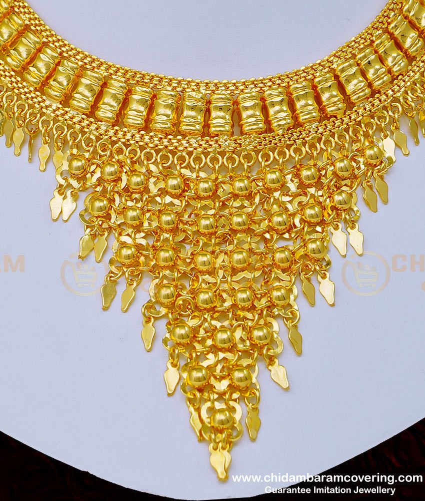 NLC1057 - Traditional Kerala Jewellery Real Gold Design Net Necklace Choker Necklace Online
