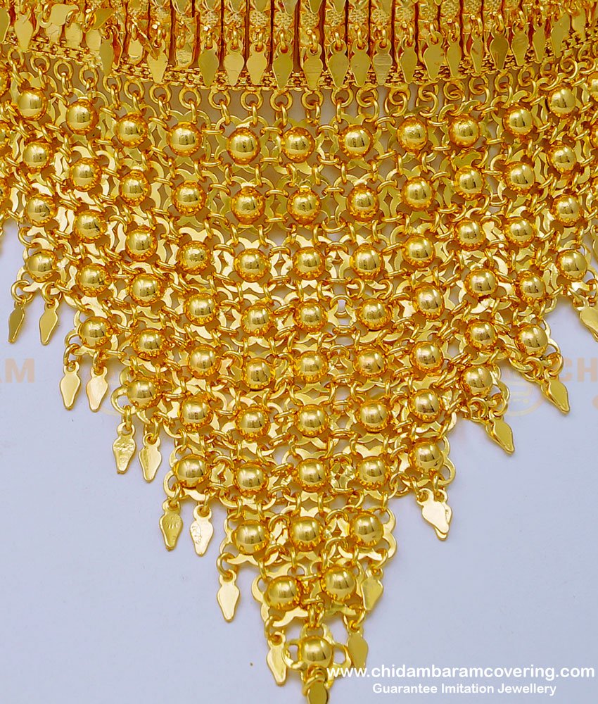 NLC1058 - Beautiful Bridal Jewellery Kerala Gold Inspired Elakkathali Choker Necklace Online