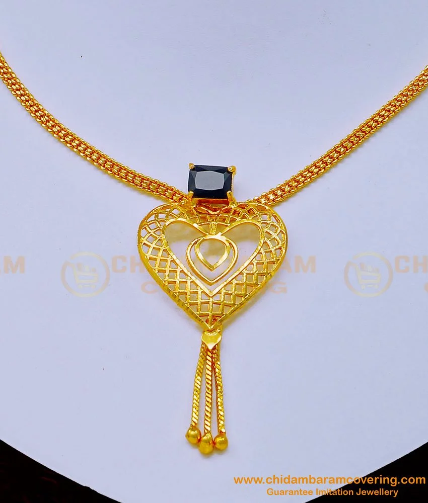 Buy Simple Party Wear 1 Gram Gold Simple Black Stone Necklace ...
