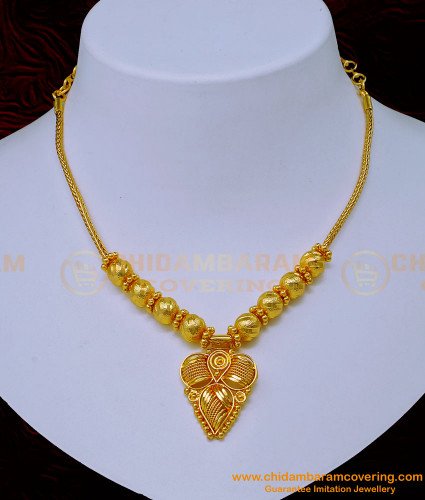 NLC1081 - One Gram Gold Light Weight Simple Necklace Design for Girls