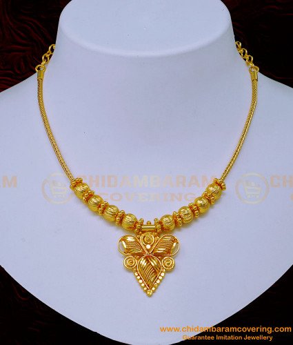 NLC1084 - Simple Bridal Gold Necklace Design South Indian Jewellery Buy Online 