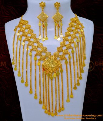 NLC1110 - Marriage Arabic Gold Necklace Designs 1 Gram Gold Arabic Jewellery Online 