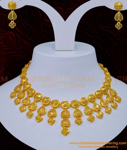 NLC1151 - Modern Dubai Gold Necklace Designs with Earrings Imitation Jewellery