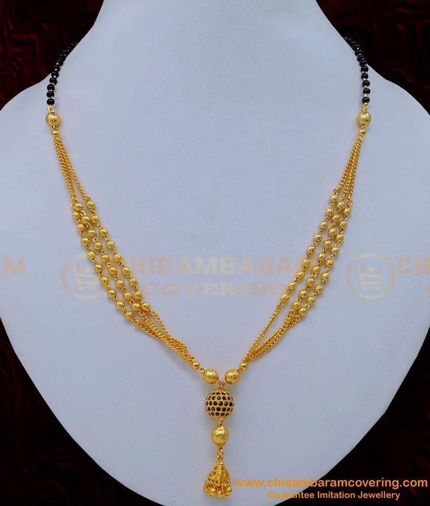 Buy Elegant Party Wear Double Layer Gold Beads Chain with White Stone Balls  Dollar Necklace