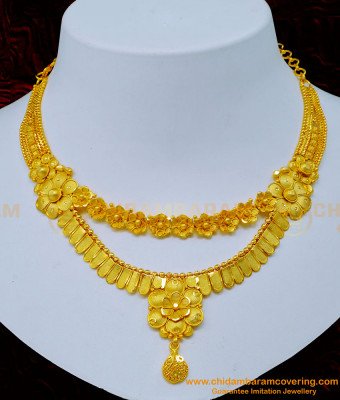 NLC1164 - 1 Gram Gold Forming Jewellery Bridal Necklace Design Online