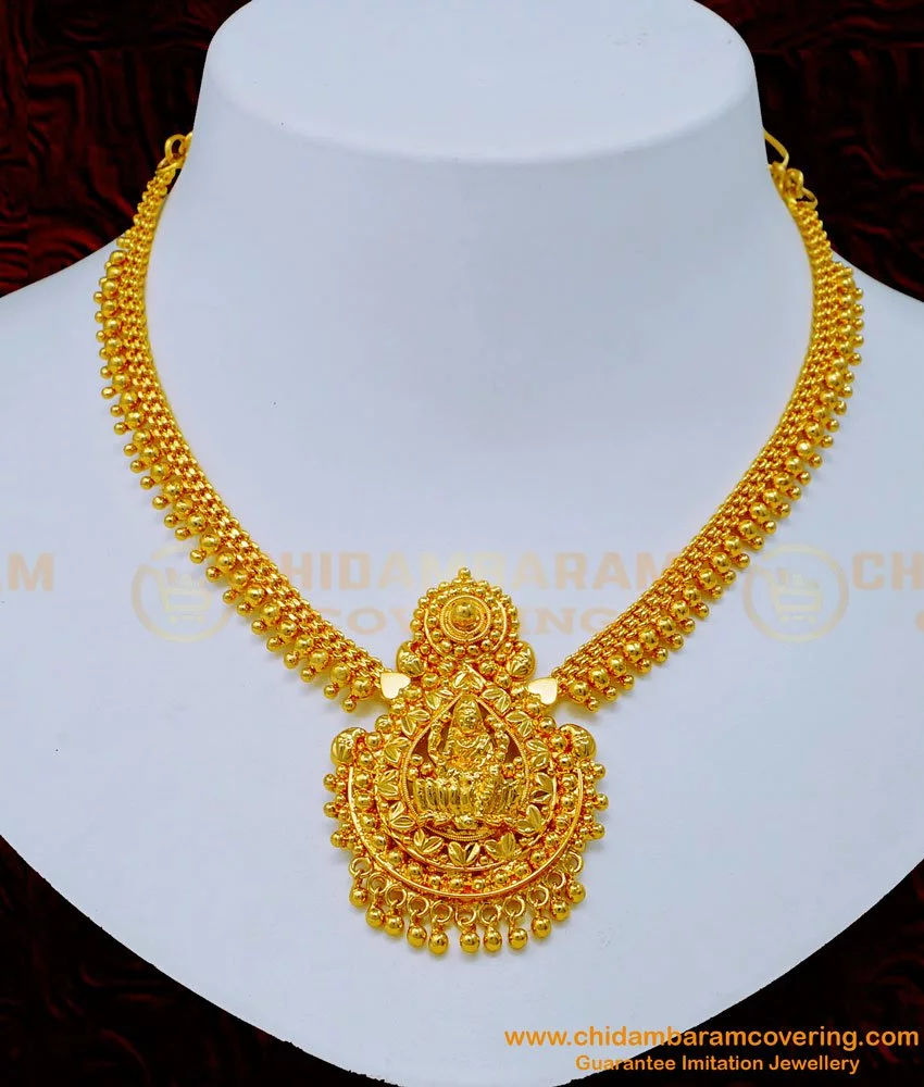 Buy Wedding Gold Design Plain Lakshmi Necklace Design