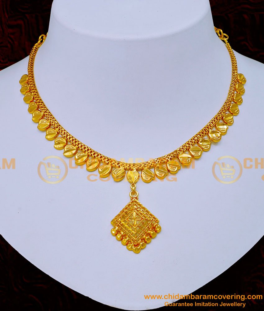 1 Gram Gold Simple Plain Gold Necklace Designs Online
