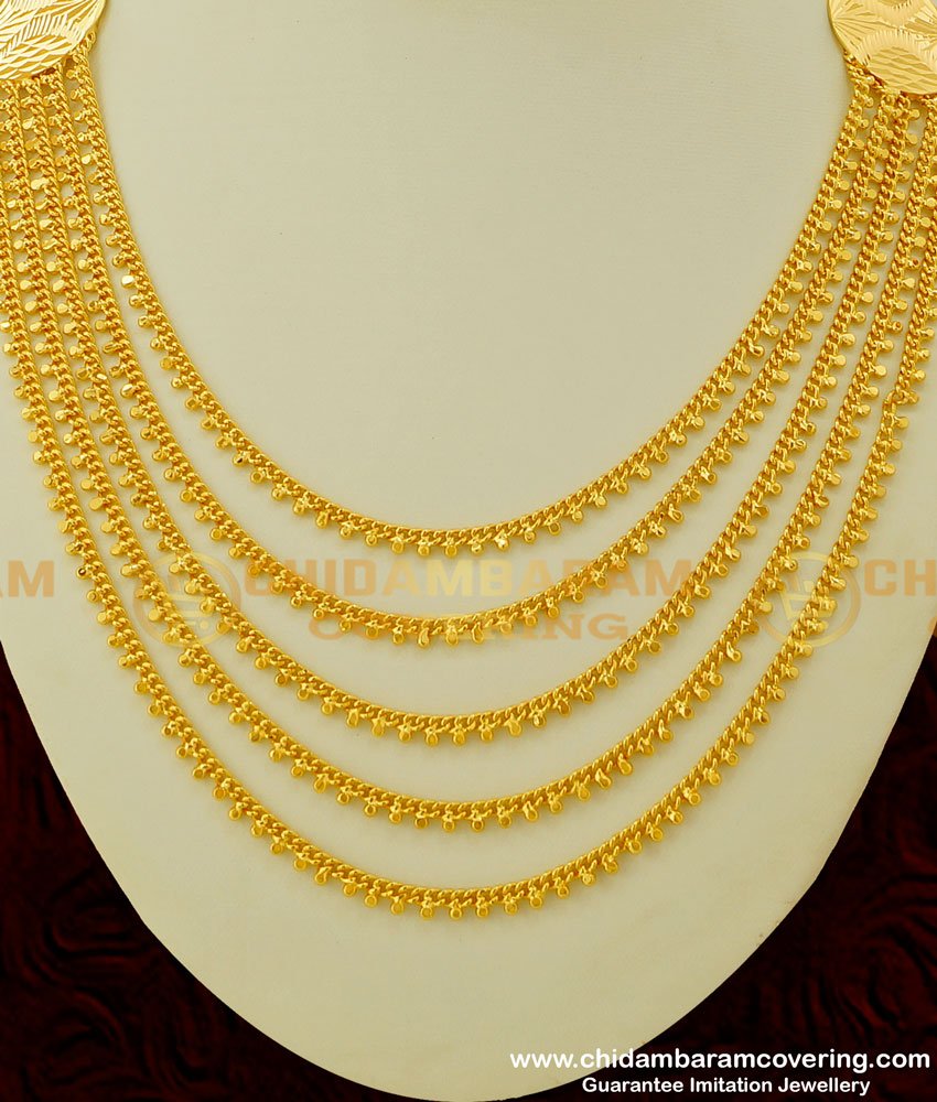 NLC241 - Gorgeous Gold Look Multi Layer Chain Necklace Collections Buy Online 