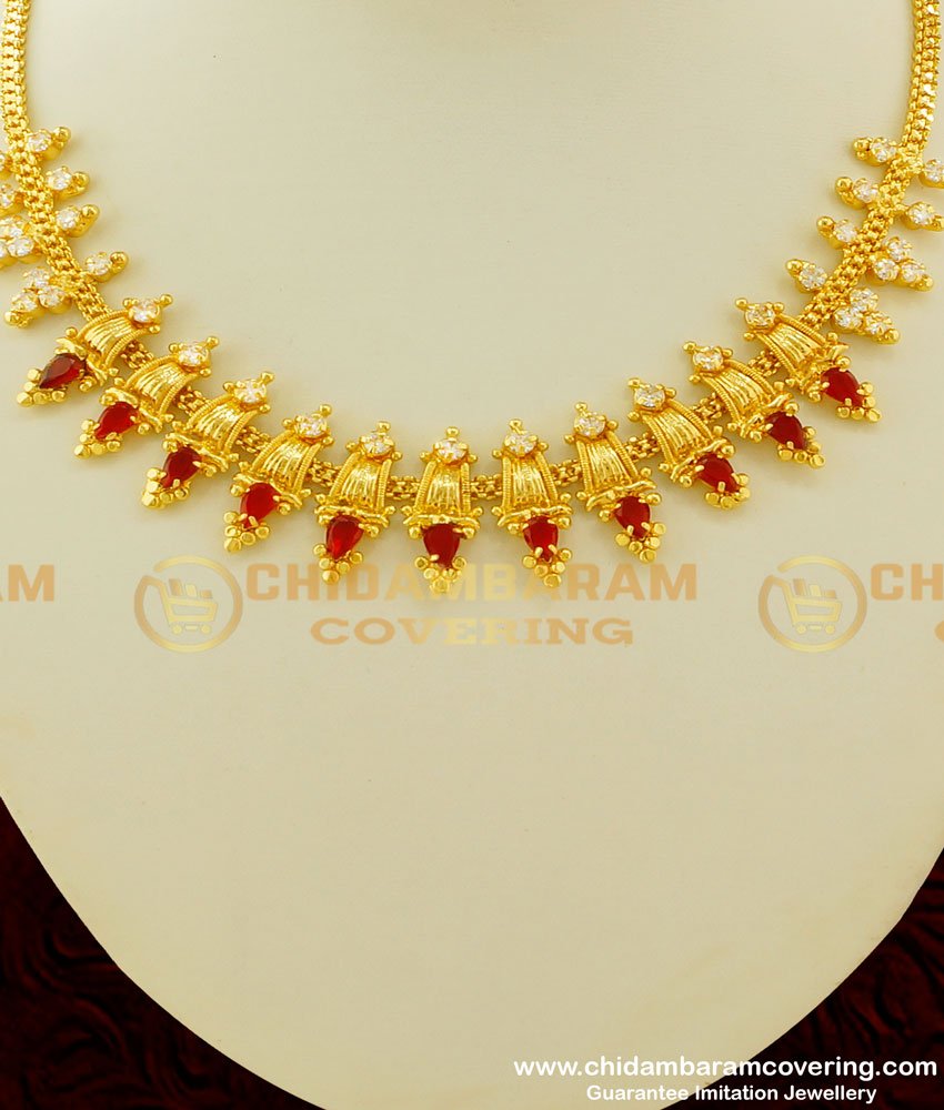 NLC271 - Beautiful Kerala Traditional Ornaments Bridal Stone Necklace for Wedding