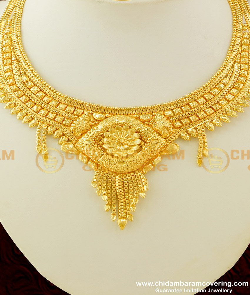 NLC280 - Grand Look Bridal Wear Gold Plated Necklace Design buy Online