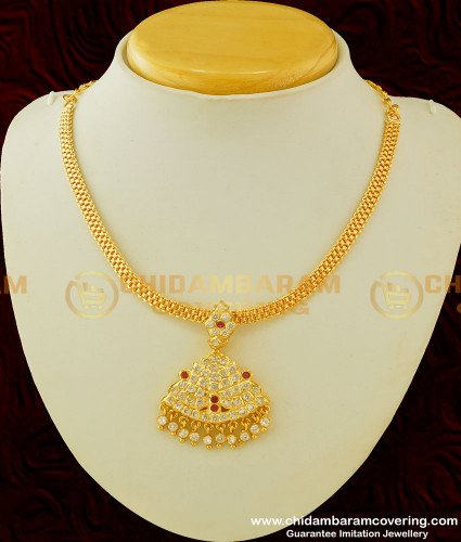 NLC289 - Five Metal Necklace AD Stone Attigai Collection Micro Plated Impon Jewellery Buy Online