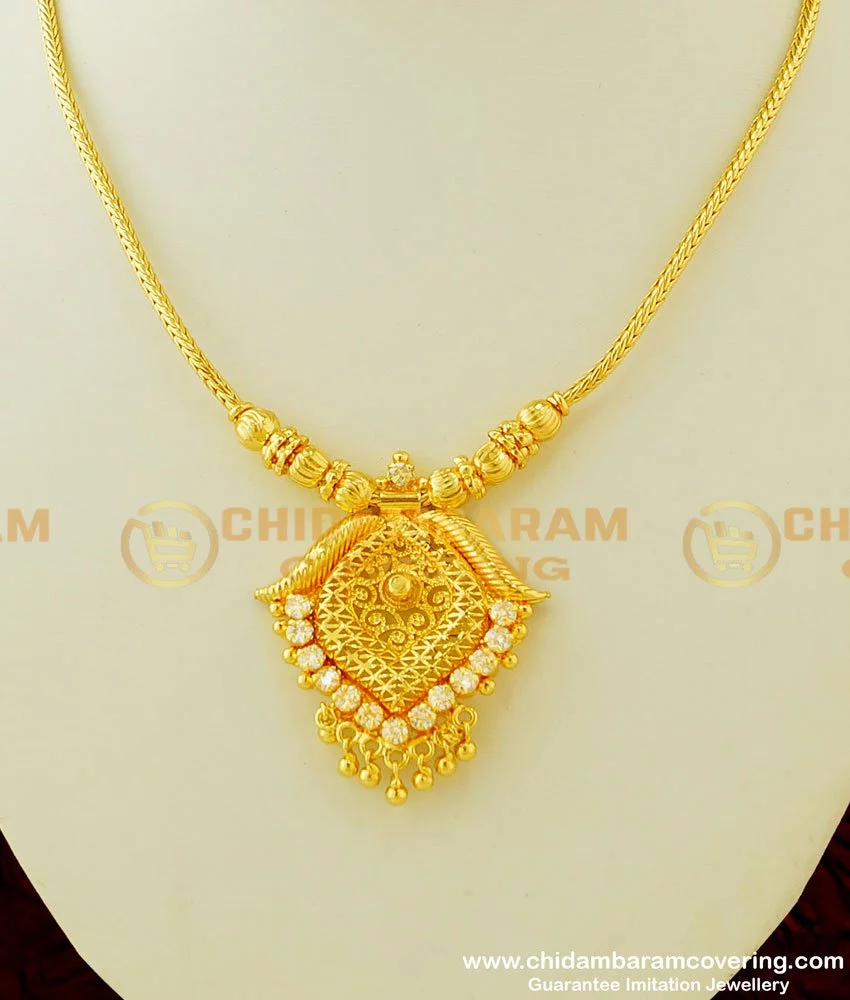 Buy Unique Simple Gold Necklace Designs Full AD Stone Necklace for ...